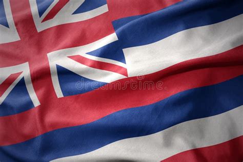 Waving Colorful Flag Of Hawaii State Stock Photo Image Of Northern