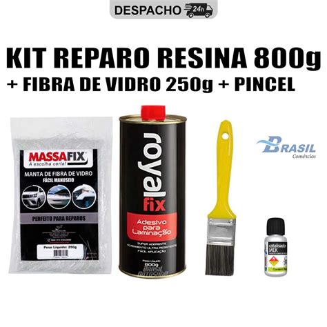 Kit Reparo Resina Poliester Adesivo de Laminação 800g Fibra de Vidro