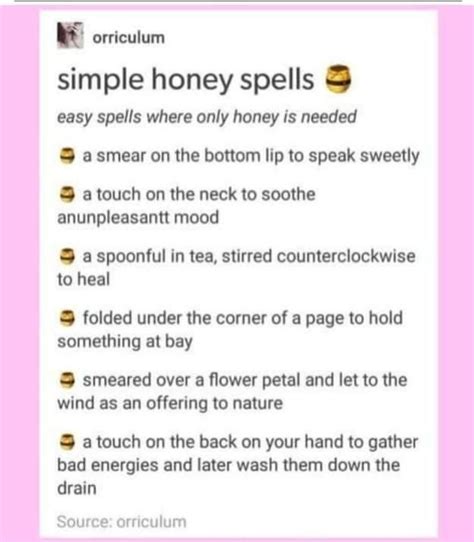 Honey Spells | Easy spells, Spelling, Witch spirituality