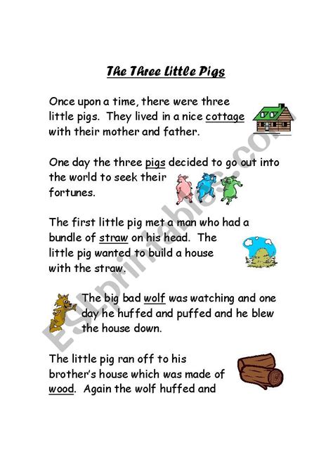 The Three Little Pigs Story Printable