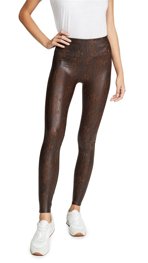 Spanx Snake Print Faux Leather Leggings In Brown Snakeskin Modesens