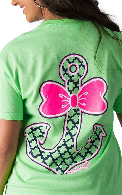 Girlie Girl Originals Women S Lime Green With Bow Anchor Short Sleeve Tee Girly Girl Shirts