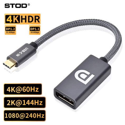 Stod Usb C To Displayport Adapter Cable 4k 60hz 2k 144hz Thunderbolt 3 Type C Male To Dp Female