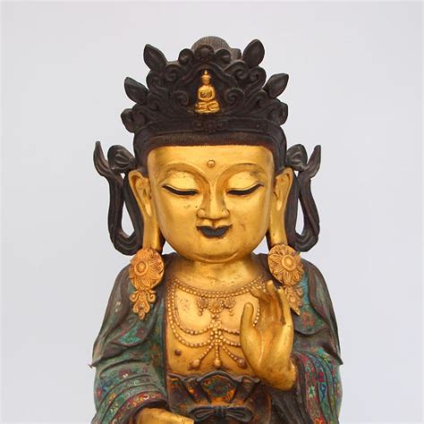 Sold Price Chinese Ming Dynasty Gilt Gold Red Copper Cloisonne Buddha