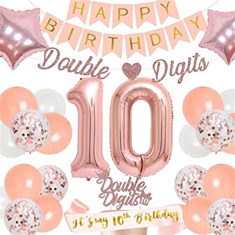 Fangleland Th Birthday Decorations Girl Rose Gold Double Digits And