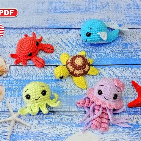 Sea Creature Keychain Crochet Pattern Etsy