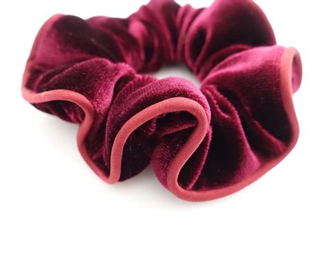 Velvet Scrunchy With Satin Trim Medium Size Hair Accessory