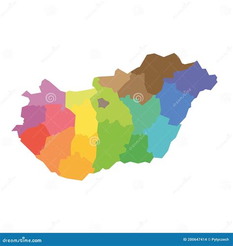 Hungary - map of counties stock vector. Illustration of branya - 200647414