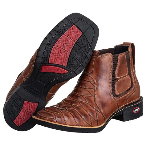 Botina Bota Texana Escamada Masculina Bico Quadrado Pinh O Cowboy Ref