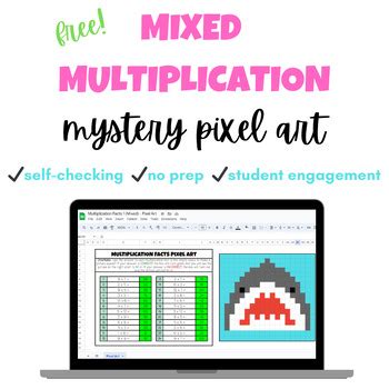 Free Mixed Multiplication Fact Practice Self Checking Pixel Art