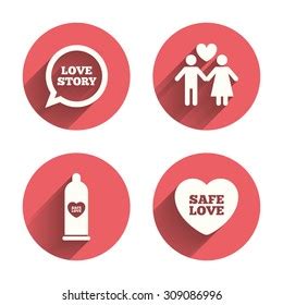 Condom Safe Sex Icons Lovers Couple Stock Vector Royalty Free