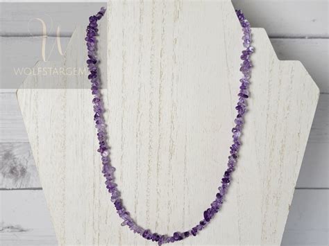 Amethyst Beaded Necklace Real Crystal Necklace February - Etsy