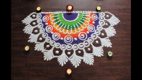 Simple And Beautiful Semi Circle Sanskar Bharti Rangoli Designs For