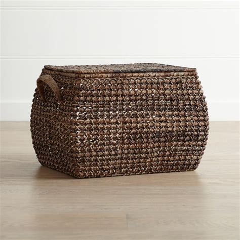 Zuzu Large Rectangular Handwoven Basket with Lid + Reviews | Crate & Barrel