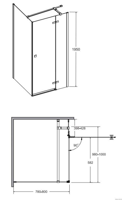 Kabina prysznicowa prostokątna Pixa 100 x 80 x 195 cm produkcji Besco