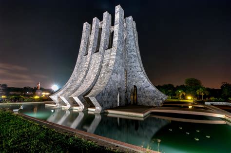 Kwame Nkrumah Memorial Park At Night Accra Ghana