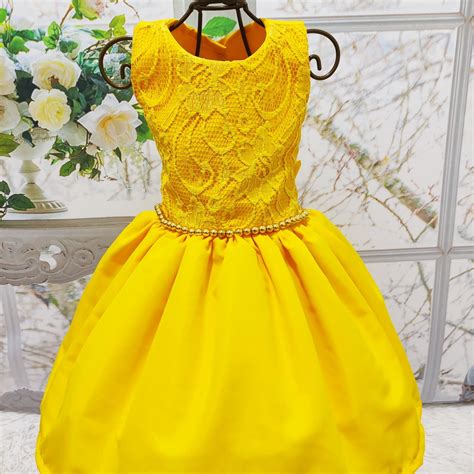 Vestido Infantil Amarelo Elo Produtos Especiais