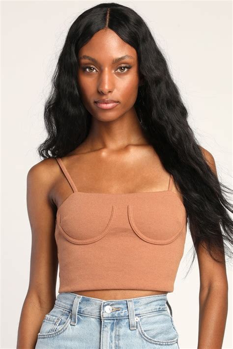 Brown Bustier Top Cropped Cami Top Cropped Cami Tank Lulus