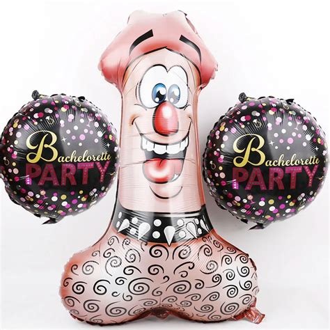 1set Bachelorette Penis Spoof Foil Balloons Manandlady Single Funny Party