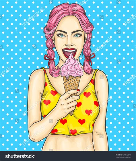 Pop Art Pin Illustration Young Sexy Stock Illustration 636579878