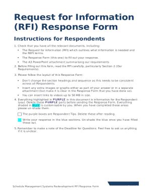 Request For Ination Rfi Response Doc Template Pdffiller