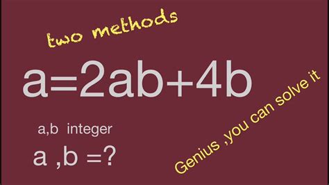 Nice Method To Find Integer A 2ab 4ba Lgebra Problem Math Olympiad Math