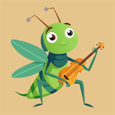 Premium Vector Cute Grasshopper With A Violin Vector