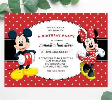 Mickey Mouse Invitations - Editable Templates Instant Download