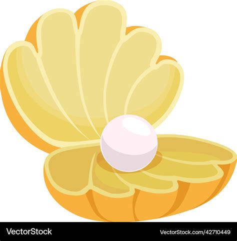 Pearl in open clam shell cartoon gem icon Vector Image