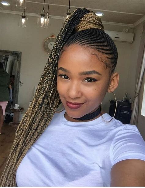 14+ Fabulous Black Hairstyles With Braids And Ponytail