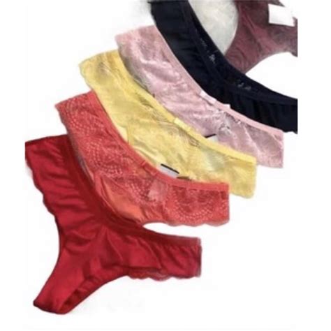Lingerie Kit C 05 Calcinhas Avulsas Fio Dental Duplo Moda Intima