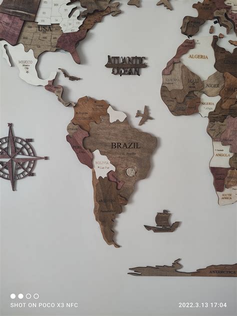 Wooden Multilayered D World Map Wood World Map With States Etsy