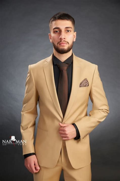 Costum mire/ginere - Costum crem, pentru barbati, guler spitz 66CSB ...