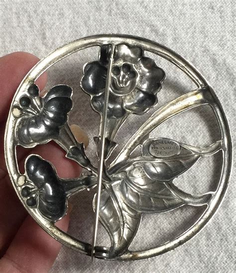 Danecraft Sterling Silver Brooch Floral Signed Wide Etsy