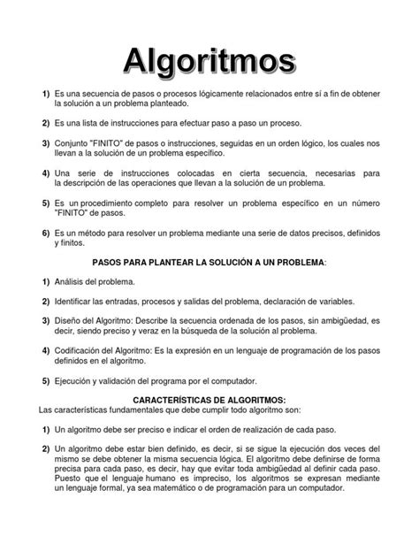 Ejemplos De Algoritmo Un Algoritmo Es Un Conjunto Ordenado De Pasos Que