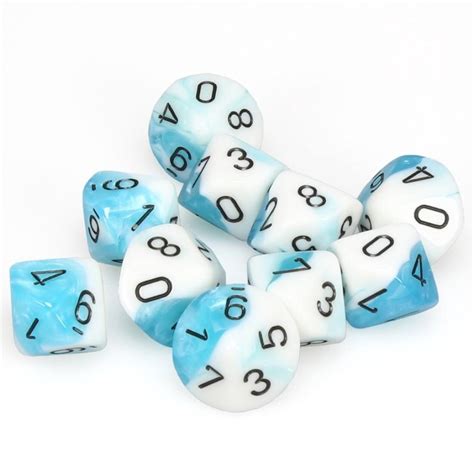 Chessex Polyhedral Dice 10d10 Gemini White Teal Black Buy Online At The Nile