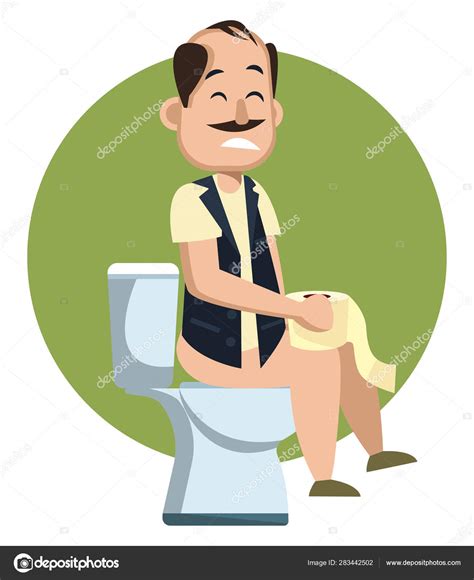 Man On A Toilet Illustration Vector On White Background Stock