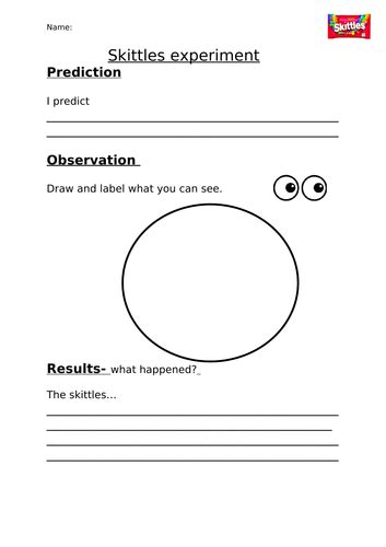 Skittles Experiment Worksheet | Teaching Resources