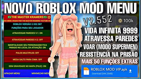 NOVO ROBLOX MOD MENU V1 552 587 Vida Infinita Modo Fantasma Voar