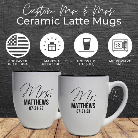 Personalized Mr And Mrs Coffee Mugs Set Of 2 Custom Mr Mrs Etsy