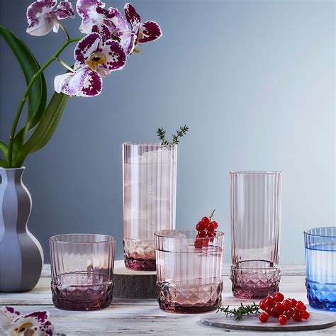 Bormioli Rocco America 20s 125 Oz Dof Drinking Glasses Lilac Rose Set Of 6 Bormioli