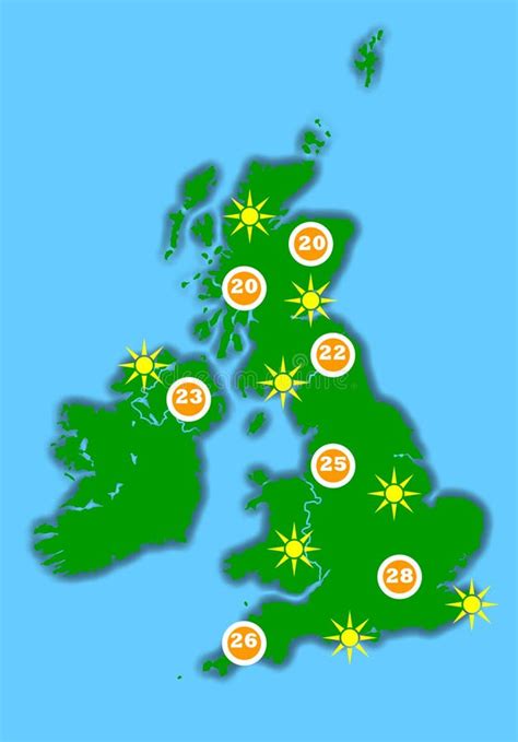 Hot Uk Weather Map Stock Illustration Illustration Of Sunny 14970242