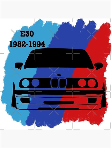 Aesthetic Logo Of A Classic Car Blue Sky Blue Red E30 Says E30 19821994 Poster For Sale By