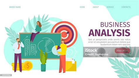 Business Analysis Concept Vector Illustration People Character Use Flat Chart Technology Design