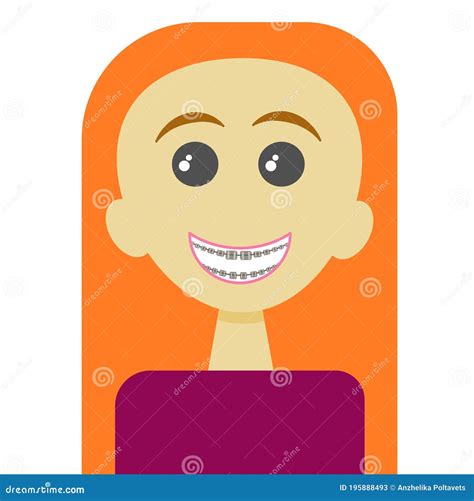 Girl With Braces On Her Teeth Vector. Cartoon. Isolated Art | CartoonDealer.com #140473060