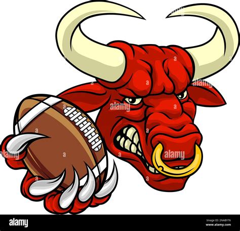 Bull Minotaur Longhorn Cow Football Mascot Cartoon Stock Vector Image