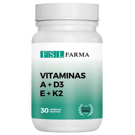 Vitamina D3 10 000ui K2 Mk 7 A E Lipossolúveis Vegan 30 Cápsula Fsl Farma Drogaria E