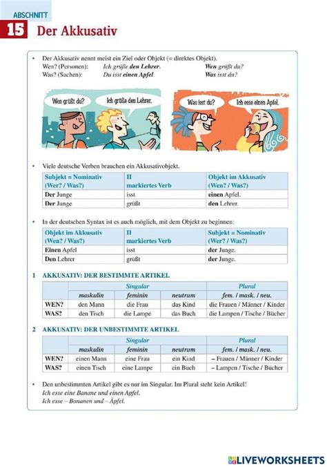 Akkusativ Und Dativ Worksheet School Subjects Teachers Workbook