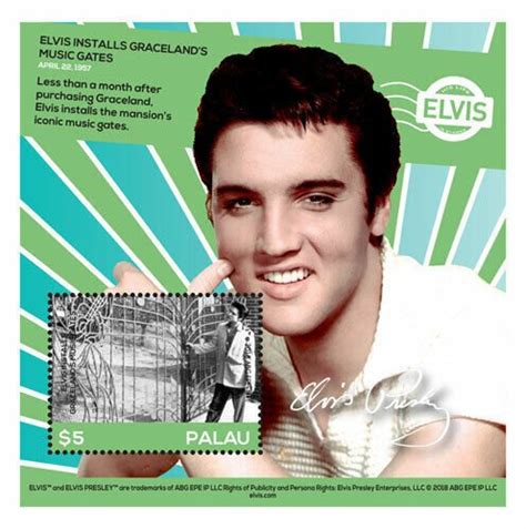 Palau 2018 Elvis Presley Graceland Gates Souvenir Sheet Scott 1416 Mnh Australia