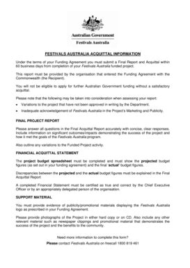 Fillable Online Festivals Australia Acquittal Information Fax Email